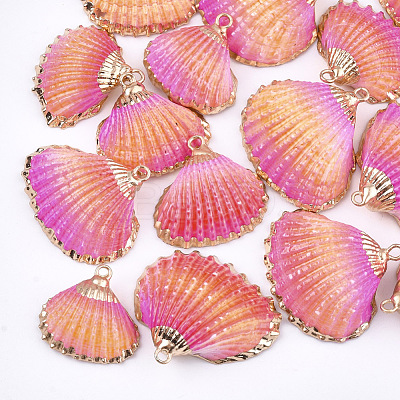 Spray Paint & Electroplate Sea Shell Pendants X-SSHEL-S262-07D-1