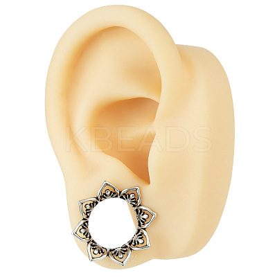 Hollow Out Flower Brass Alloy Ear Tunnels FS-WG7C815-08-1