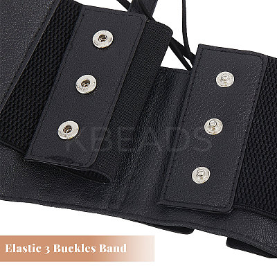 Bowknot Imitation Leather Elastic Waist Belt AJEW-WH0248-537-1