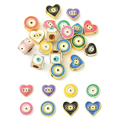 20Pcs 5 Styles Evil Eye Theme Alloy Enamel Beads FIND-YW0008-25-1