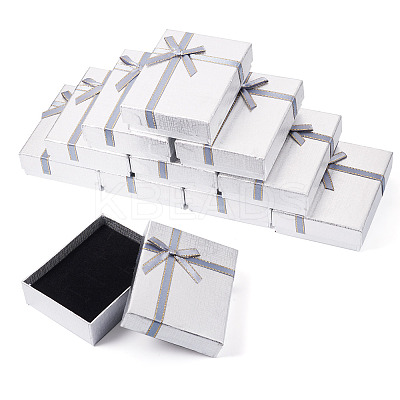 Rectangle Paper Jewelry Set Storage Boxes with Bowknot X1-CON-TAC0014-04G-1