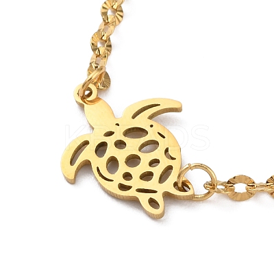 Ion Plating(IP) 304 Stainless Steel Tortoise Link Anklet with Ball Charms for Women AJEW-G049-04G-1