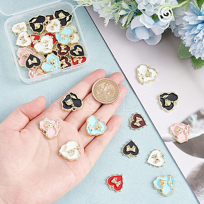 32Pcs 8 Style Rack Plating Alloy Enamel Pendants ENAM-PH0002-32-1