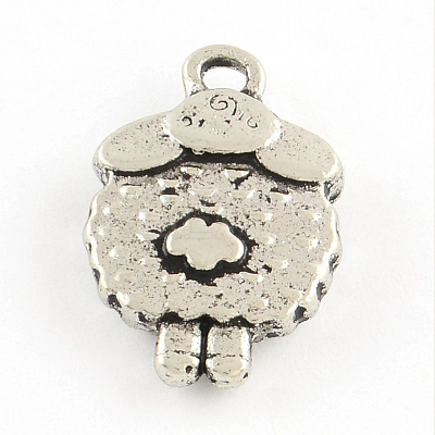 Sheep Tibetan Style Alloy Pendants TIBEP-Q052-27AS-LF-1