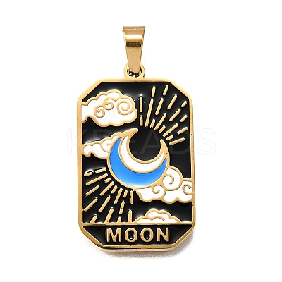 Tarot 304 Stainless Steel Enamel Pendants STAS-M119-09O-G-1