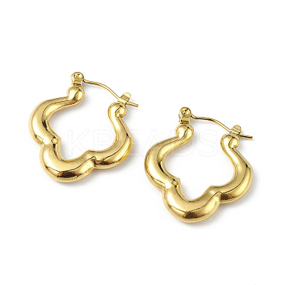 Ion Plating(IP) 304 Stainless Steel Flower Hoop Earrings for Women EJEW-I284-13G-1