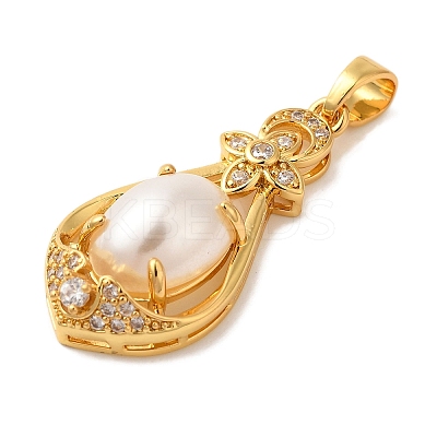 Rack Plating Brass Micro Pave Cubic Zirconia Pendants KK-L220-019G-01-1