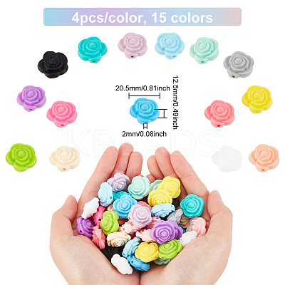 60Pcs 15 Colors Food Grade Eco-Friendly Silicone Focal Beads FIND-DC0001-28-1