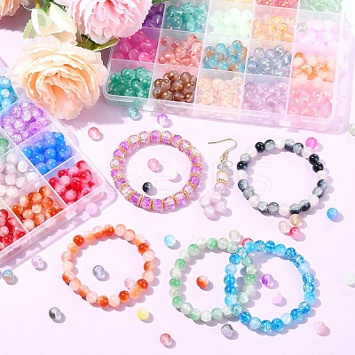 2 Sets 2 Styles DIY Alloy Enamel Pendants & Glass Beads Stretch Bracelets Making Kits DIY-YW0011-85-1