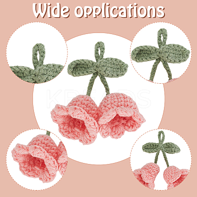 6Pcs 6 Colors Handmade Cotton Yarn Crochet Lily of the Valley Pendant Decorations DIY-FG0006-90-1