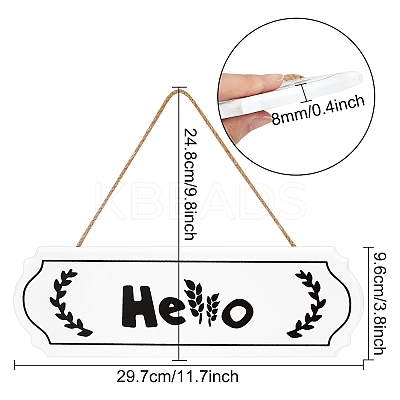 Hello Sign Natural Wood Door Hanging Decoration for Front Door Decoration HJEW-CN0001-01A-1
