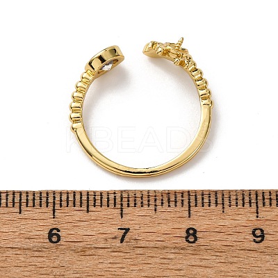 Deer Brass Pave Clear Cubic Zirconia Cuff Cup Peg Ring Settings KK-NH0007-09G-1