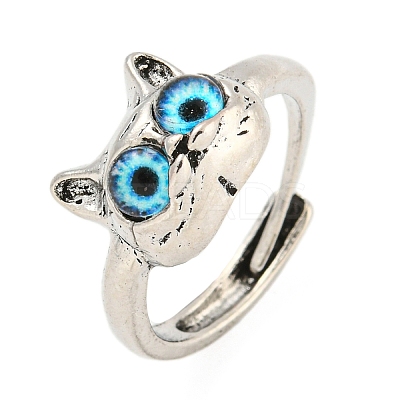 Alloy with Glass Rings for Women RJEW-A034-09AS-1