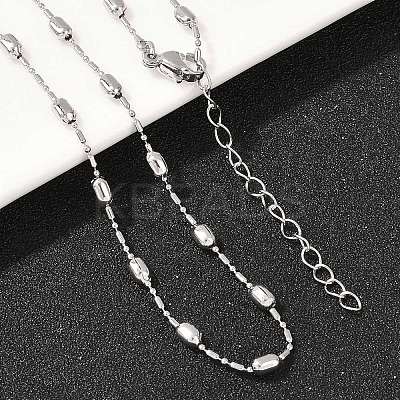 Brass Oval Ball Chain Necklaces for Men Women NJEW-L012-03P-1