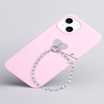 1 Set Transparent Glass Cube Mobile Straps for Women AJEW-LP0004-68-1