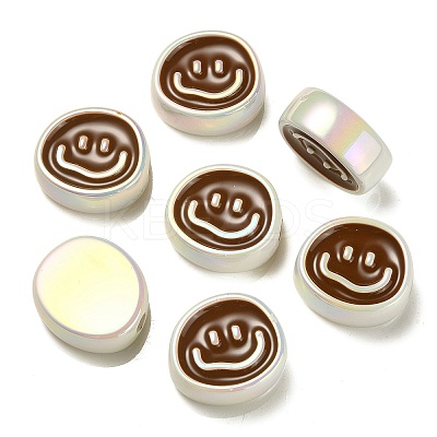 UV Plating Rainbow Iridescent Acrylic Enamel Beads OACR-G012-13A-1