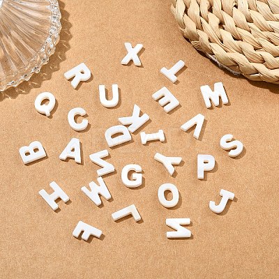 26Pcs 26 Styles Natural Freshwater Shell Letter Charms BSHE-YW0001-15-1