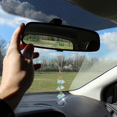 Glass & Resin Lily of the Valley Car Hanging Ornaments HJEW-DR00053-1
