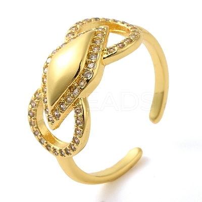 Bowknot Brass Micro Pave Clear Cubic Zirconia Open Cuff Rings for Women LS-RJEW-Z070-06G-1