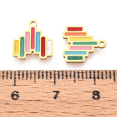 Rainbow Color 304 Stainless Steel Enamel Charms STAS-T065-51G-1