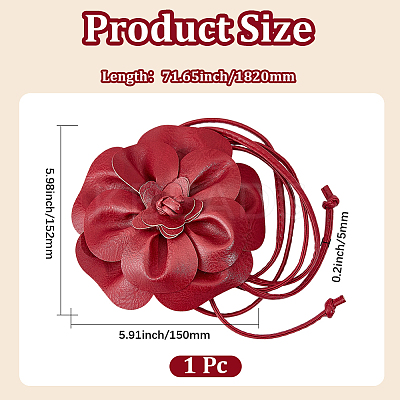 PU Leather Flower Knot Tie Waist Belts AJEW-GF0014-11B-1