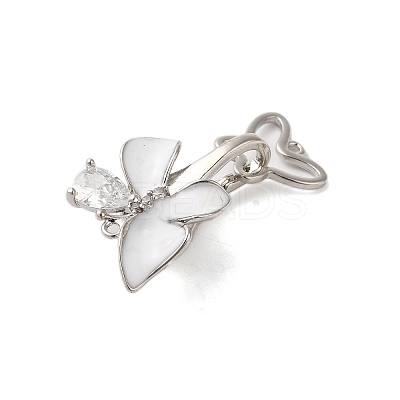 Brass Micro Pave Clear Cubic Zirconia Fold Over Clasps KK-S382-16P-1