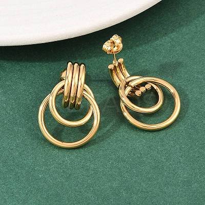 304 Stainless Steel Twist Ring Stud Earrings EJEW-P324-06G-1