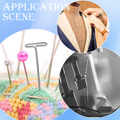 450Pcs 5 Styles Nickel Plated Steel T Pins for Blocking Knitting FIND-SP0002-88-1