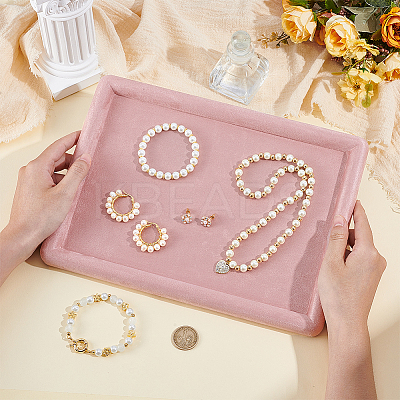 Rectangle Wood Covered with Velvet Jewelry Display Trays for Earrings Rings Necklaces Bracelets ODIS-WH0043-178B-01-1