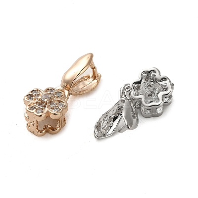 Rack Plating Brass Micro Pave Clear Cubic Zirconia Ice Pick Pinch Bails KK-K340-11-1