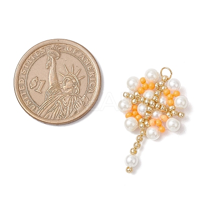 Glass Seed Beaded Flower Pendants PALLOY-MZ00827-01-1