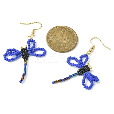 Glass Dragonfly Dangle Earrings EJEW-MZ00114-1