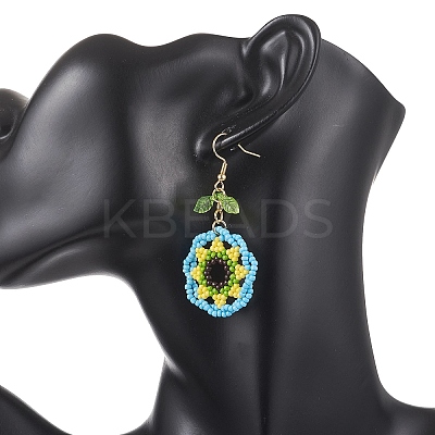 3 Pairs 3 Colors Glass Seed Beaded & 304 Stainless Steel Dangle Earrings EJEW-MZ00719-1