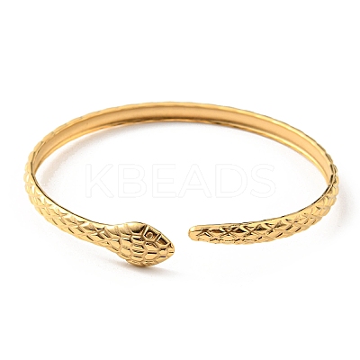 304 Stainless Steel Snake Cuff Bangle BJEW-F456-01G-1