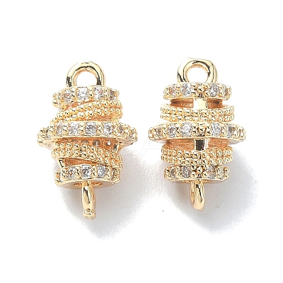 Brass Micro Pave Clear Cubic Zirconia Connetor Charms KK-A194-01G-1