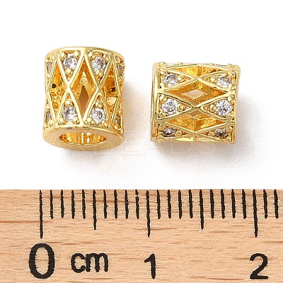 Brass Micro Pave Cubic Zirconia European Beads KK-P239-26G-1