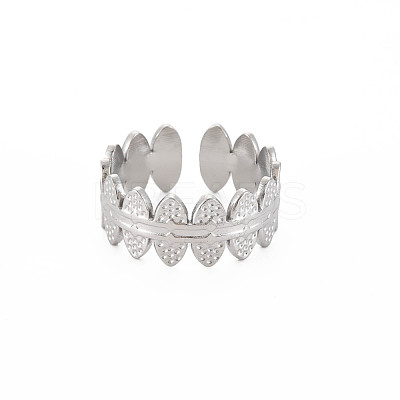 Non-Tarnish 304 Stainless Steel Oval Wrap Open Cuff Ring for Women RJEW-S405-153P-1