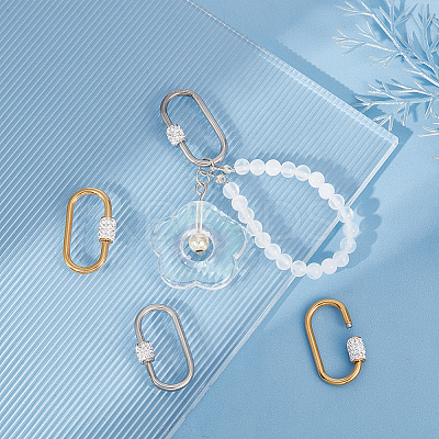 4Pcs 2 Colors 304 Stainless Steel Screw Carabiner Lock Charms STAS-UN0060-75-1