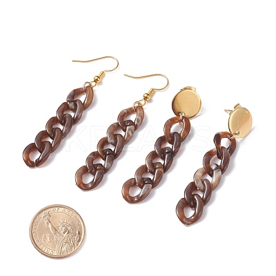 Chunky Acrylic Curb Chain Long Drop Earrings EJEW-JE04772-04-1