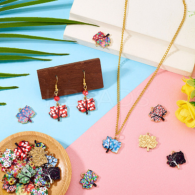 30Pcs 15 Colors Alloy Enamel Pendants ENAM-TA0009-02-1