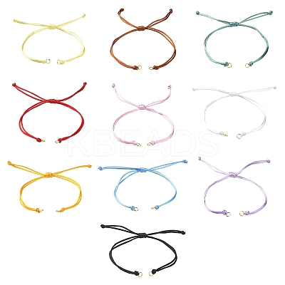 10Pcs 10 Colors Nylon Braided Adjustable Link Bracelet Makings AJEW-CJ00001-1