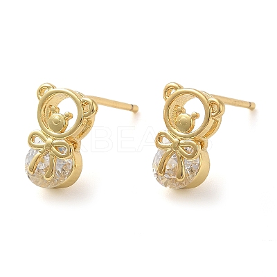 Rack Plating Brass with Cubic Zirconia Stud Earring EJEW-C079-07G-1