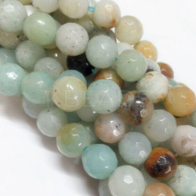 Natural Flower Amazonite Beads Strands G-G542-8mm-02-1
