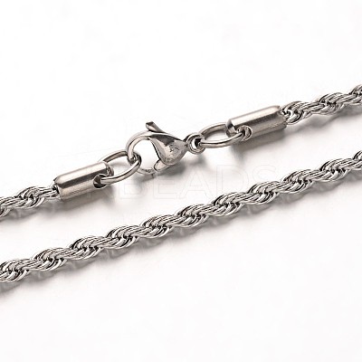 304 Stainless Steel Rope Chain Necklaces NJEW-M124-09-1