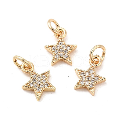 Rack Plating Brass Micro Pave Cubic Zirconia Charms KK-E081-18G-1