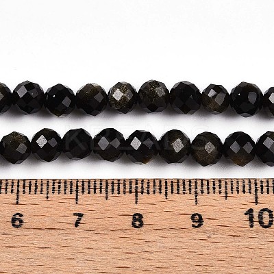 Natural Golden Sheen Obsidian Beads Strands G-S345-6mm-20-1