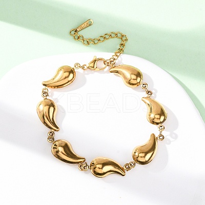 304 Stainless Steel Teardrop Shape Link Bracelets for Women BJEW-L706-05G-1