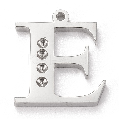 Tarnish Resistant 304 Stainless Steel Letter Pendant Rhinestone Settings STAS-J028-01E-1