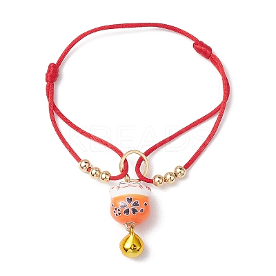 Fortune Cat Handmade Porcelain Charm Bracelets BJEW-JB10505-1