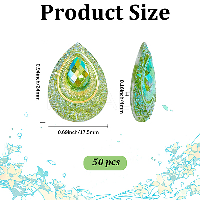 50Pcs Resin Cabochons CRES-GF0001-07B-1